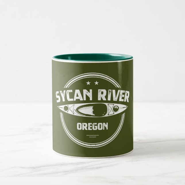 Sycan River Oregon Kayaking Two-Tone Coffee Mug (Center)