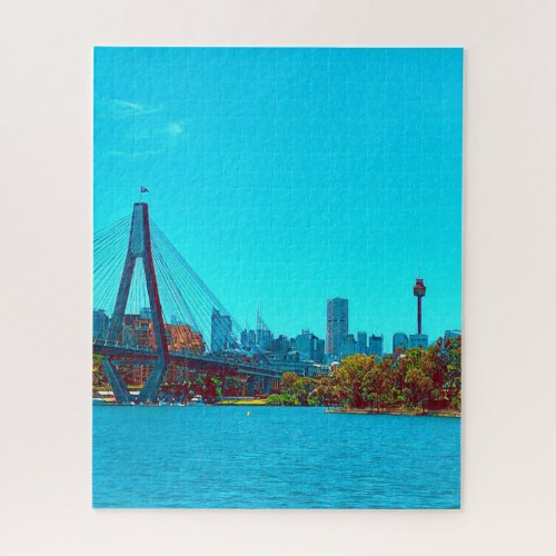 Sydney ANZAC Bridge harbor scene Jigsaw Puzzle