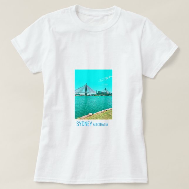 Sydney ANZAC Bridge harbour scene T-Shirt (Design Front)