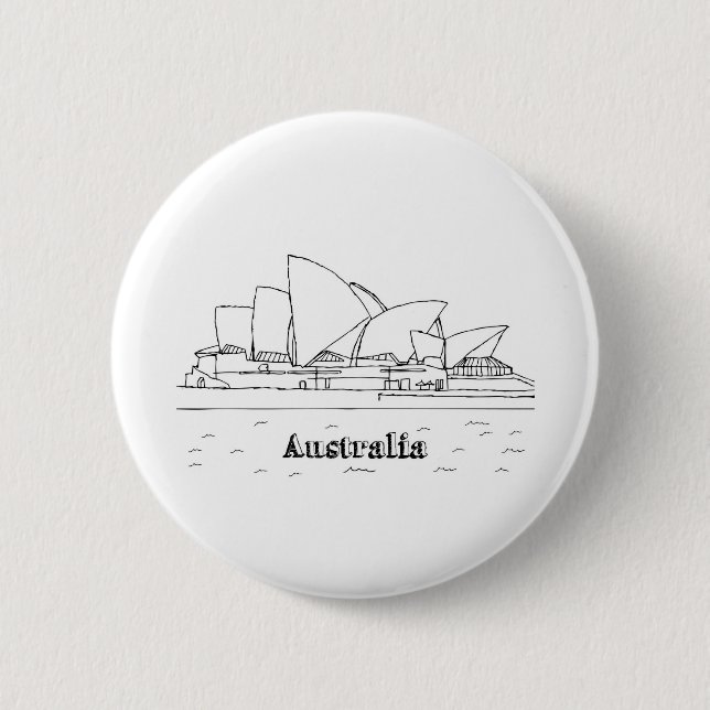 Sydney Australia Art Vacation Drawing Vacation Art Button (Front)