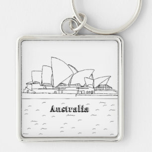 Sydney Australia Art Vacation Drawing Vacation Art Keychain