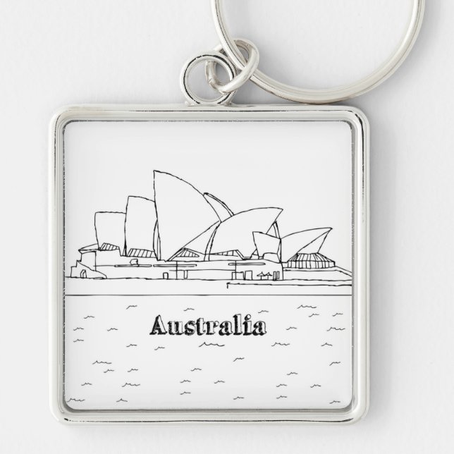 Sydney Australia Art Vacation Drawing Vacation Art Keychain (Front)