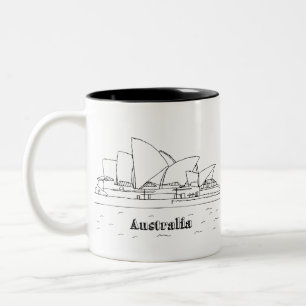 Sydney Australia Art Vacation Drawing Vacation Art Two-Tone Coffee Mug