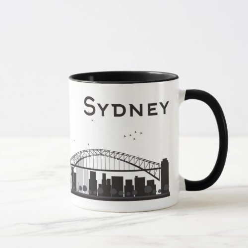 Sydney Australia  Black  White City Skyline Mug