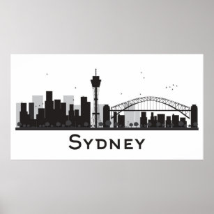 Sydney, Australia   Black & White City Skyline Poster