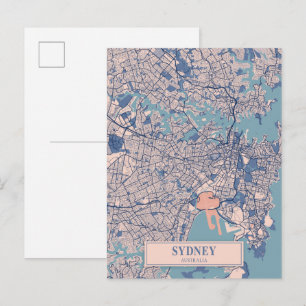 Sydney Australia Breezy City Map Travel Postcard