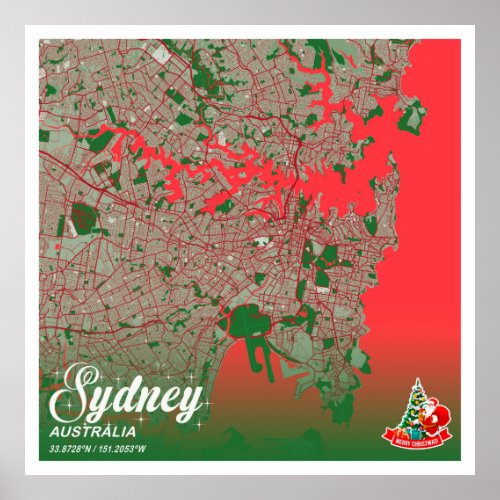 Sydney _ Australia Christmas Color City Map Poster