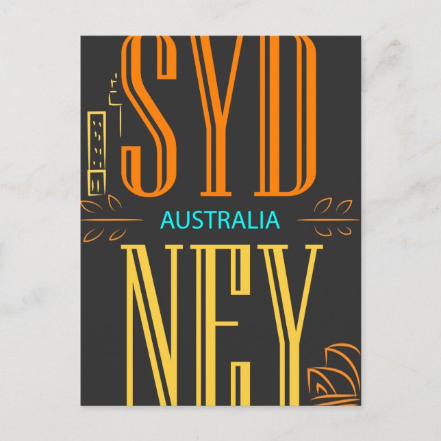 Sydney Australia City Sign Postcard (Front)