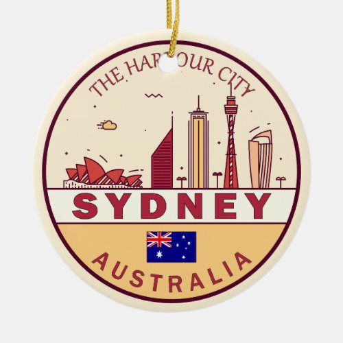 Sydney Australia City Skyline Emblem Ceramic Ornament