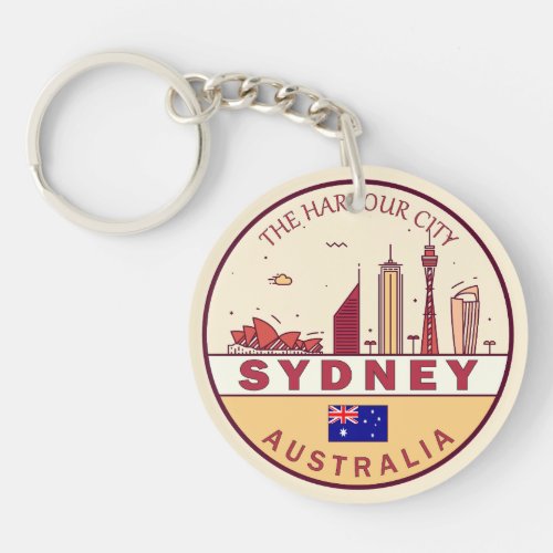 Sydney Australia City Skyline Emblem Keychain