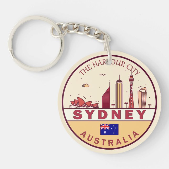 Sydney Australia City Skyline Emblem Keychain (Front)