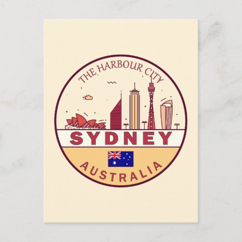 Sydney Australia City Skyline Emblem Postcard