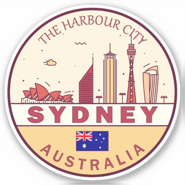 Sydney Australia City Skyline Emblem Sticker (Front)