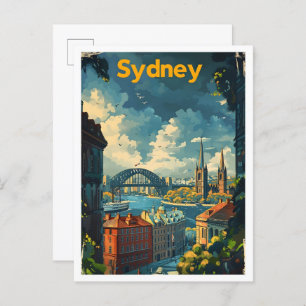 Sydney Australia Classic Retro Vintage Travel Postcard