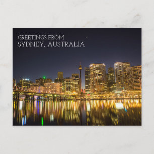 Sydney Australia Darling Harbor At Night Postcard