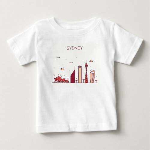 Sydney Australia  Doodle Skyline Baby T_Shirt