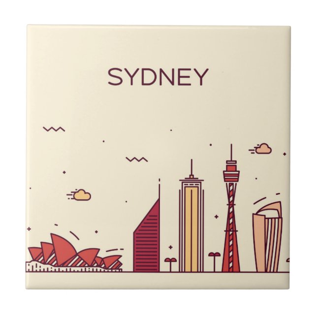 Sydney, Australia | Doodle Skyline Ceramic Tile (Front)