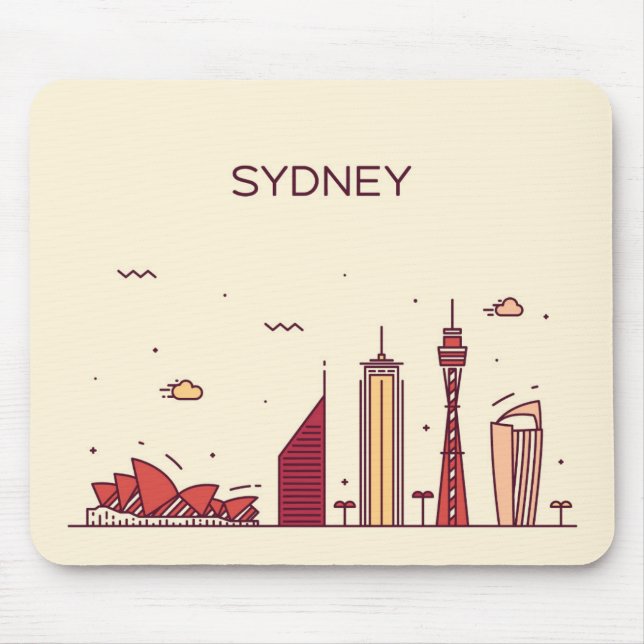 Sydney, Australia | Doodle Skyline Mouse Pad (Front)