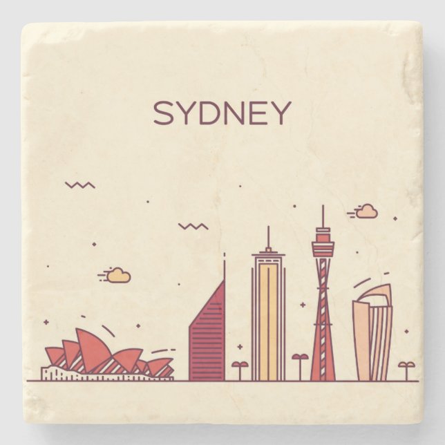 Sydney, Australia | Doodle Skyline Stone Coaster (Front)