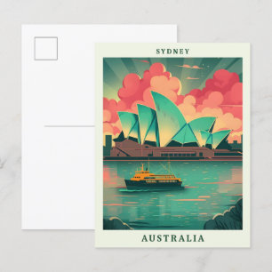 Sydney Australia Elegant Art Vintage Travel Postcard