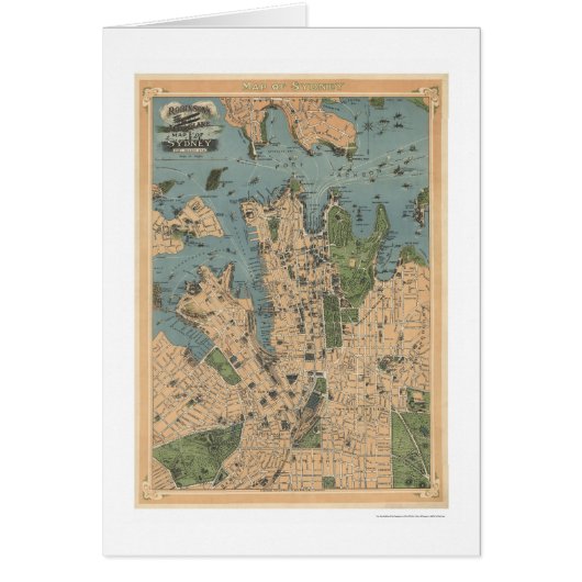 Sydney Australia Map 1922 Cards (Front)