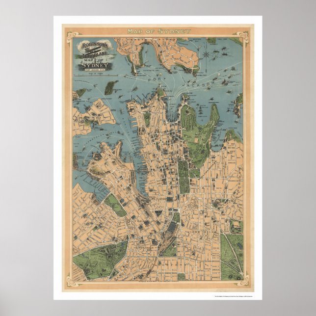 Sydney Australia Map 1922 Poster (Front)