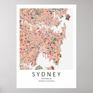 Sydney Australia Map Poster   Modern City Wall Art