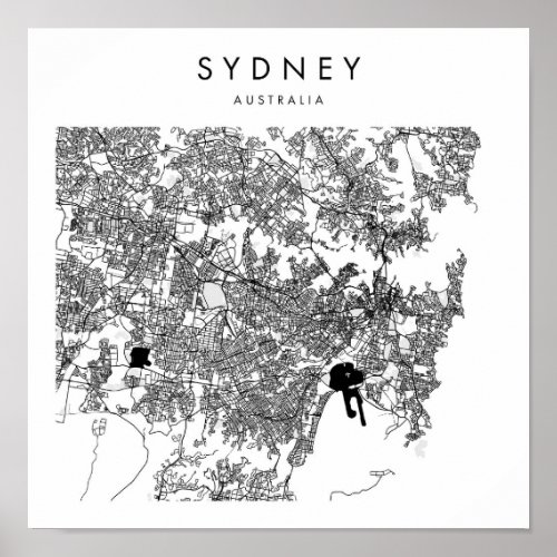 Sydney Australia Minimal Modern Street Map Poster