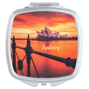 Sydney Australia Opera House Orange Sky Compact Mirror
