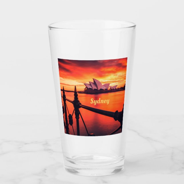 Sydney Australia Opera House Orange Sky Glass (Front)