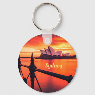 Sydney Australia Opera House Orange Sky Keychain