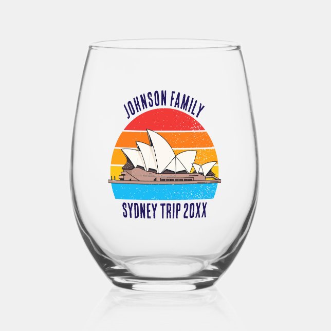 Sydney Australia Opera House Personalized Stemless Wine Glass (Front)