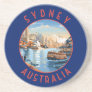 Sydney Australia Retro Distressed Circle Coaster
