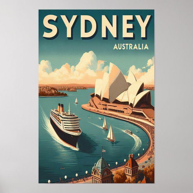 Sydney Australia Retro Travel Poster (Front)