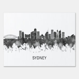 Sydney Australia Skyline BW Sign