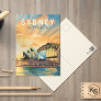 Sydney Australia Travel Art Vintage Postcard
