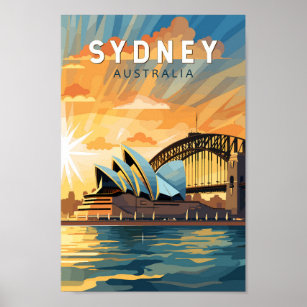 Sydney Australia Travel Art Vintage Poster