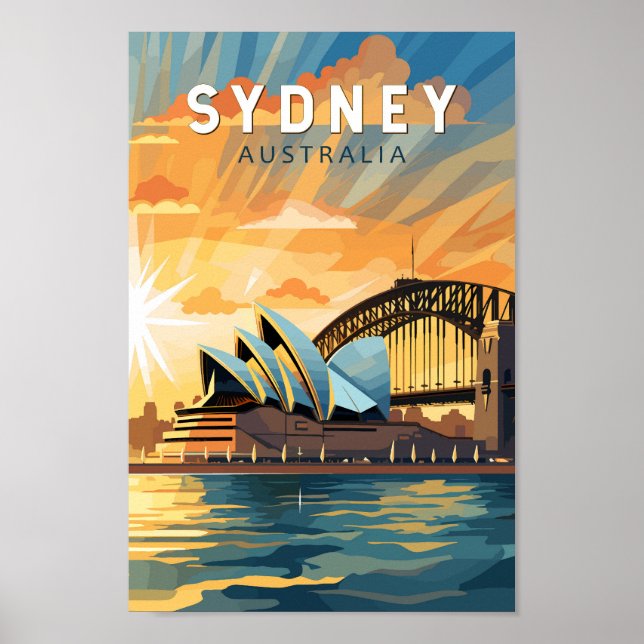 Sydney Australia Travel Art Vintage Poster (Front)