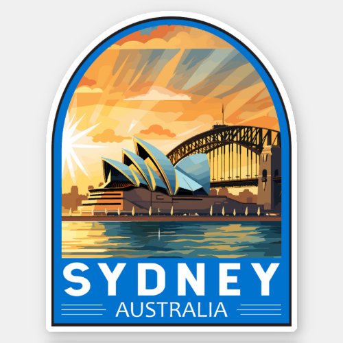 Sydney Australia Travel Art Vintage Sticker