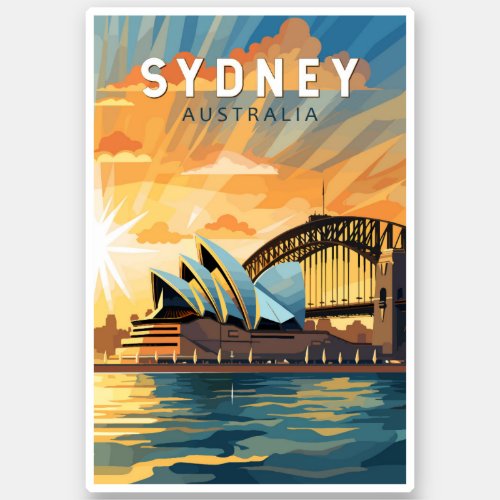 Sydney Australia Travel Art Vintage Sticker
