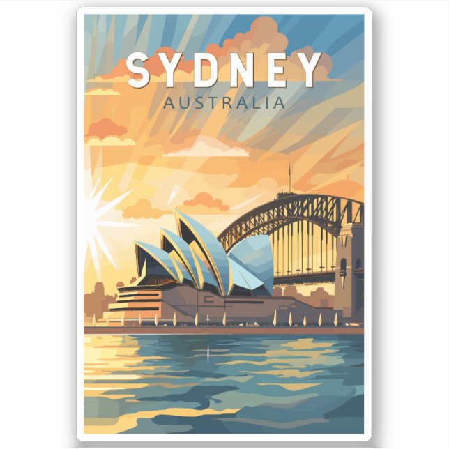 Sydney Australia Travel Art Vintage Sticker (Front)