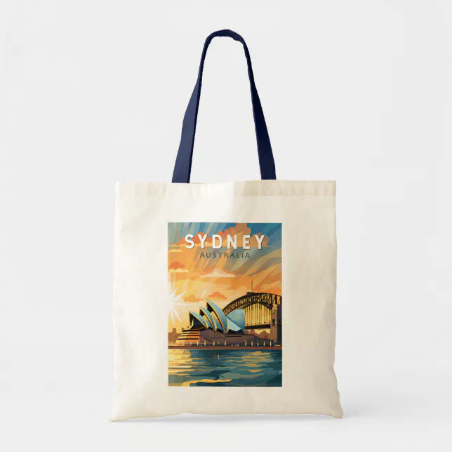 best travel tote bags australia Sydney Australia Travel Art Vintage Tote Bag