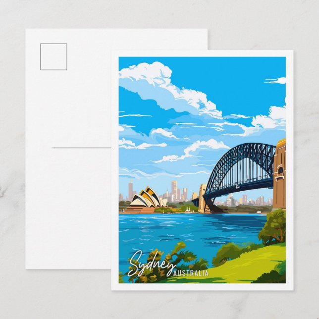 Sydney Australia vintage travel illustration Postcard (Front/Back)