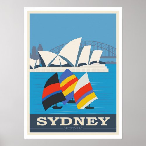Sydney Australia Vintage Travel Poster