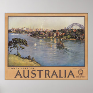 Sydney Australia Vintage Travel Poster Ad Retro