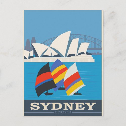 Sydney Australia Vintage Travel Poster Postcard