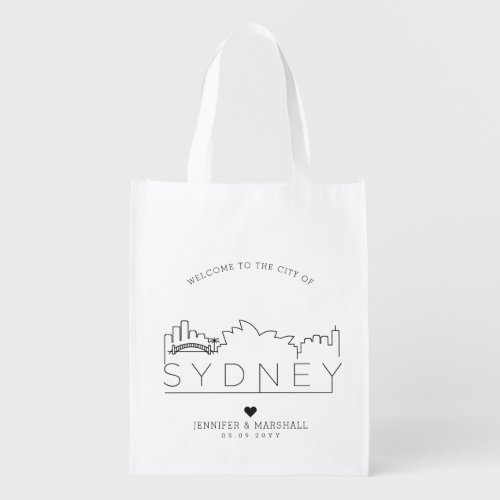 Sydney Australia Wedding  Stylized City Skyline Grocery Bag