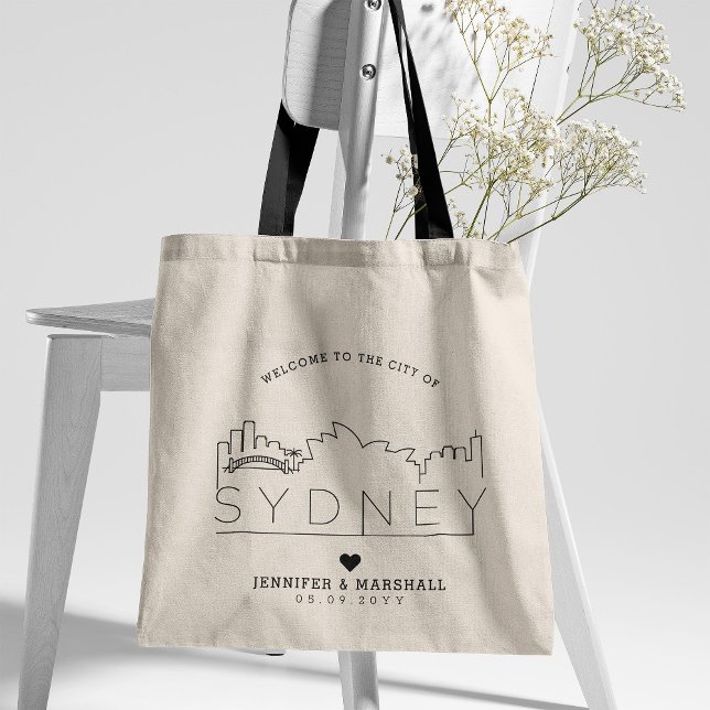 Sydney Australia Wedding | Stylized Deco Skyline Tote Bag (Creator Uploaded)