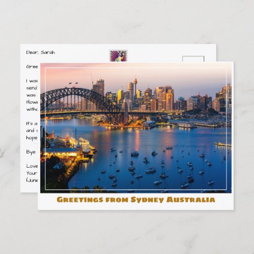 Sydney Australia with Blue Harbour Postcard