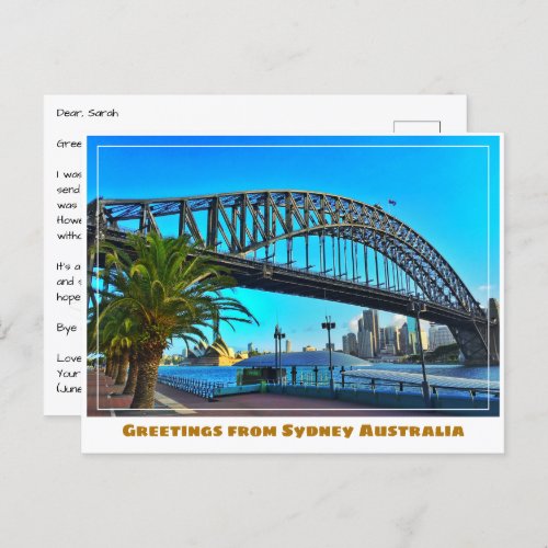 Sydney Australia with Bridge and Opera House Postcard